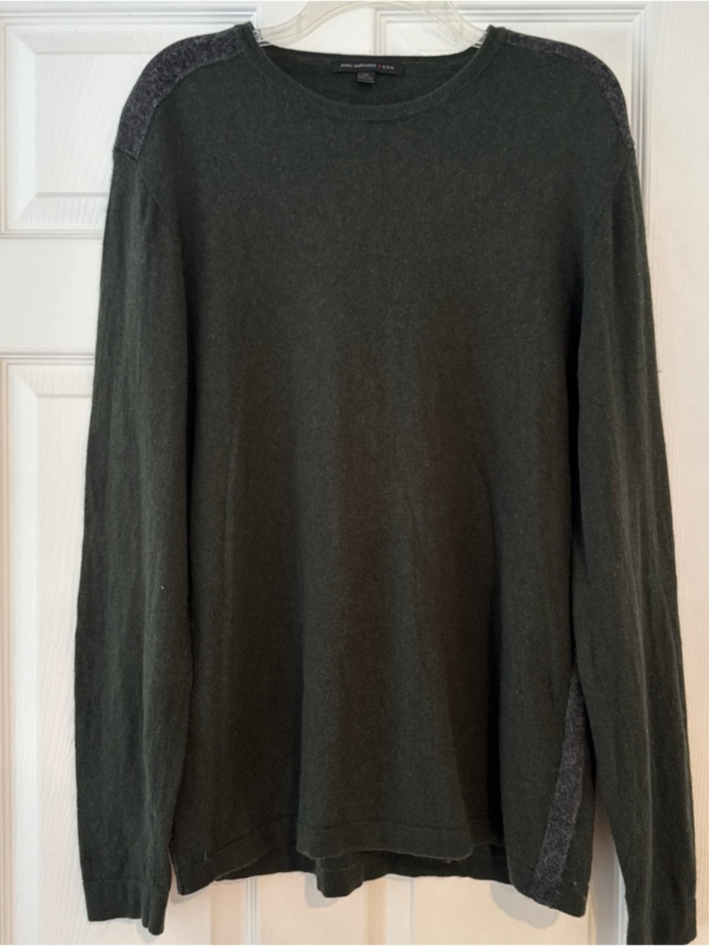John Varvatos Dark Green Cotton and Wool Blend Men's Crewneck Sweater Size XL